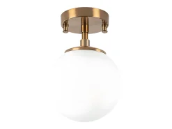 Candeeiro de teto em metal com globo D15 x A23 cm dourado e branco - DAMAR