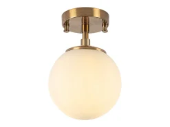Candeeiro de teto em metal com globo D15 x A23 cm dourado e branco - DAMAR