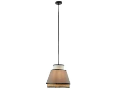 Candeeiro de teto escandinavo empalhado - Natural e taupe - D.35 x A.120 cm - KLAUS