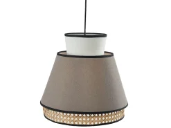 Candeeiro de teto escandinavo empalhado - Natural e taupe - D.35 x A.120 cm - KLAUS