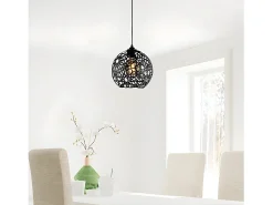 Candeeiro de teto filiforme em metal altura regulável CELINDRA. D25 x A39/119 cm. Preto