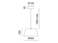 Candeeiro de teto FIRENZE estilo clássico e moderno - Altura 190 cm - cabo transparente - Abajur ø50 cm - E27 60W - IP20 - aço e bege
