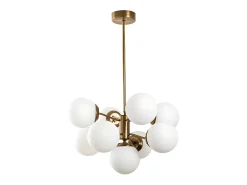 Candeeiro de teto, lustre em metal - Candeeiro D70 x A80 cm - Branco e dourado - MUDONI