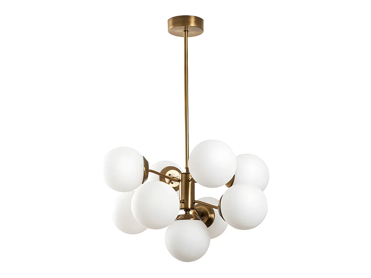 Candeeiro de teto, lustre em metal - Candeeiro D70 x A80 cm - Branco e dourado - MUDONI