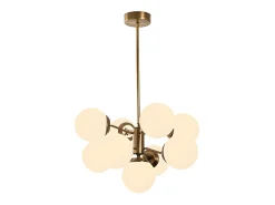 Candeeiro de teto, lustre em metal - Candeeiro D70 x A80 cm - Branco e dourado - MUDONI
