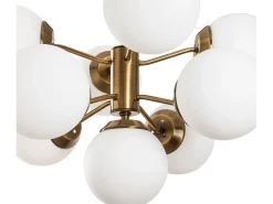 Candeeiro de teto, lustre em metal - Candeeiro D70 x A80 cm - Branco e dourado - MUDONI