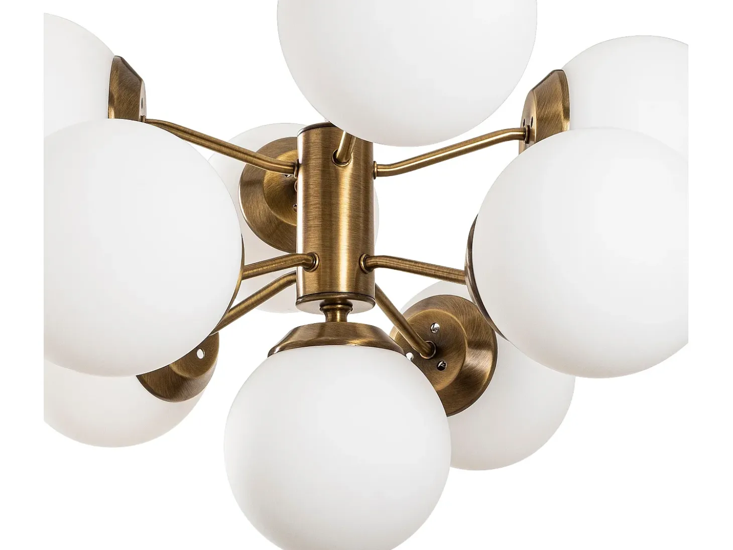 Candeeiro de teto, lustre em metal - Candeeiro D70 x A80 cm - Branco e dourado - MUDONI