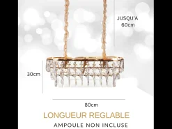 Candeeiro de teto moderno em cristal para sala dourado - Oval 80 cm - San Francisco