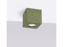 Candeeiro de teto Quad industrial, concreto - 1 lichtbronnen - L.10 x H.10 cm - verde-oliva
