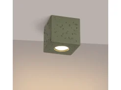 Candeeiro de teto Quad industrial, concreto - 1 lichtbronnen - L.10 x H.10 cm - verde-oliva