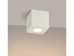 Candeeiro de teto Quad industrial, concreto - 1 lichtbronnen - L.10 x H.10 cm - bege