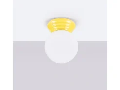 Candeeiro de teto Zori minimalista, cerâmica vidrada/vidro - 1 lichtbronnen - L.12 x H.12 cm - amarelo
