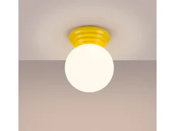 Candeeiro de teto Zori minimalista, cerâmica vidrada/vidro - 1 lichtbronnen - L.12 x H.12 cm - amarelo