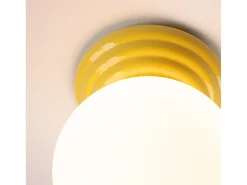 Candeeiro de teto Zori minimalista, cerâmica vidrada/vidro - 1 lichtbronnen - L.12 x H.12 cm - amarelo