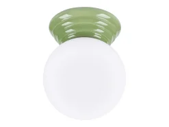 Candeeiro de teto Zori minimalista, cerâmica vidrada/vidro - 1 lichtbronnen - L.12 x H.12 cm - verde-oliva