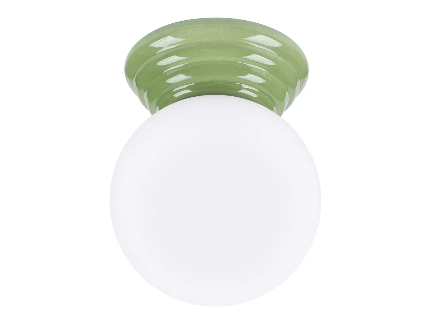 Candeeiro de teto Zori minimalista, cerâmica vidrada/vidro - 1 lichtbronnen - L.12 x H.12 cm - verde-oliva