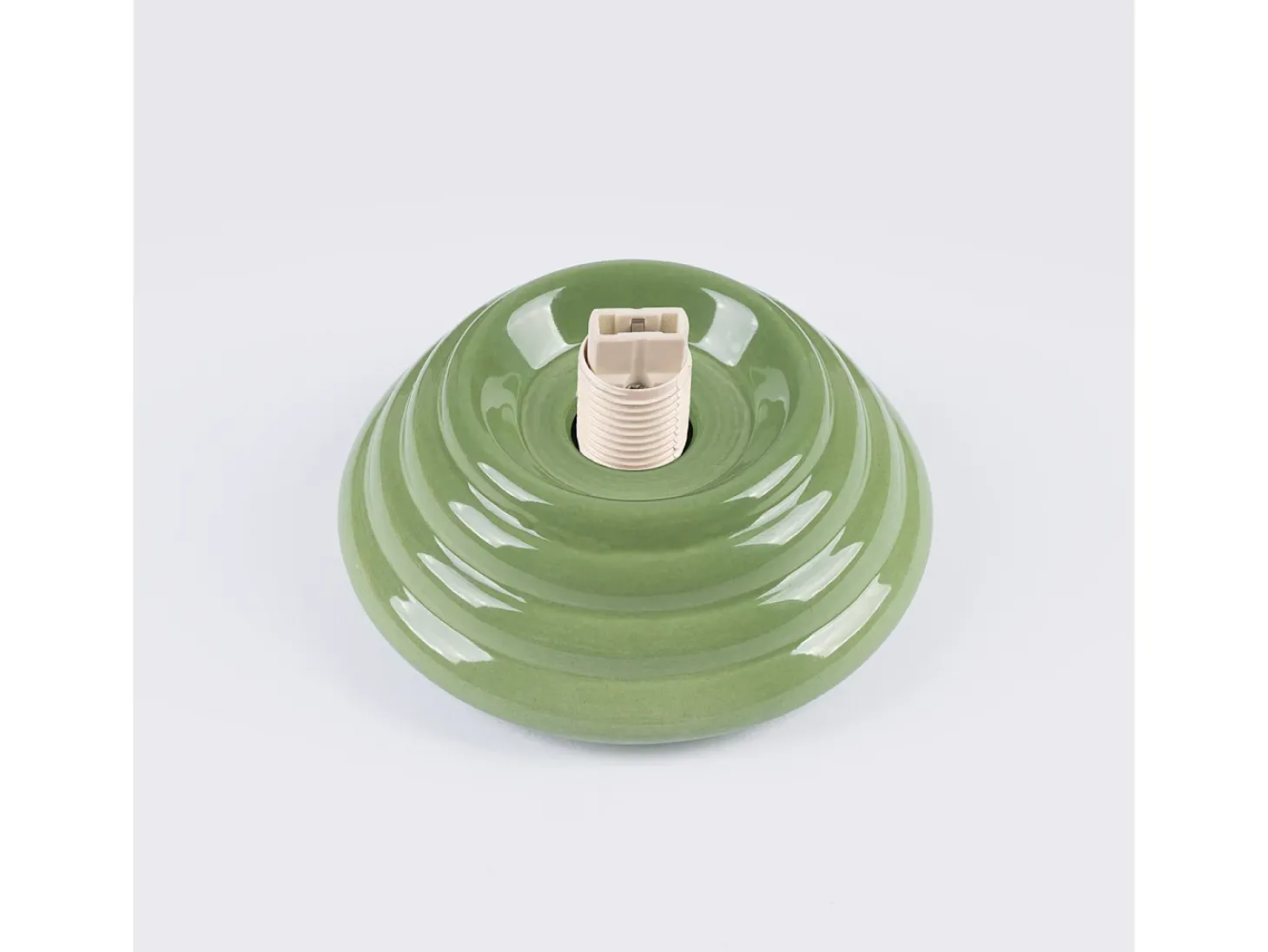 Candeeiro de teto Zori minimalista, cerâmica vidrada/vidro - 1 lichtbronnen - L.12 x H.12 cm - verde-oliva
