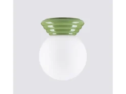 Candeeiro de teto Zori minimalista, cerâmica vidrada/vidro - 1 lichtbronnen - L.12 x H.12 cm - verde-oliva