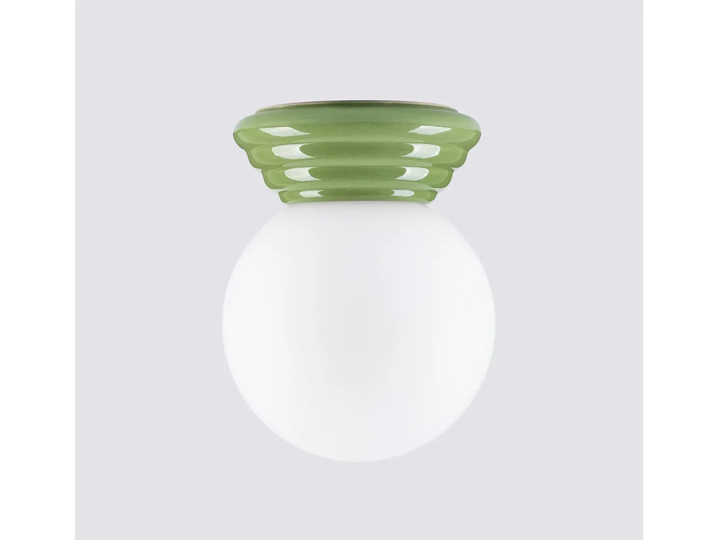Candeeiro de teto Zori minimalista, cerâmica vidrada/vidro - 1 lichtbronnen - L.12 x H.12 cm - verde-oliva