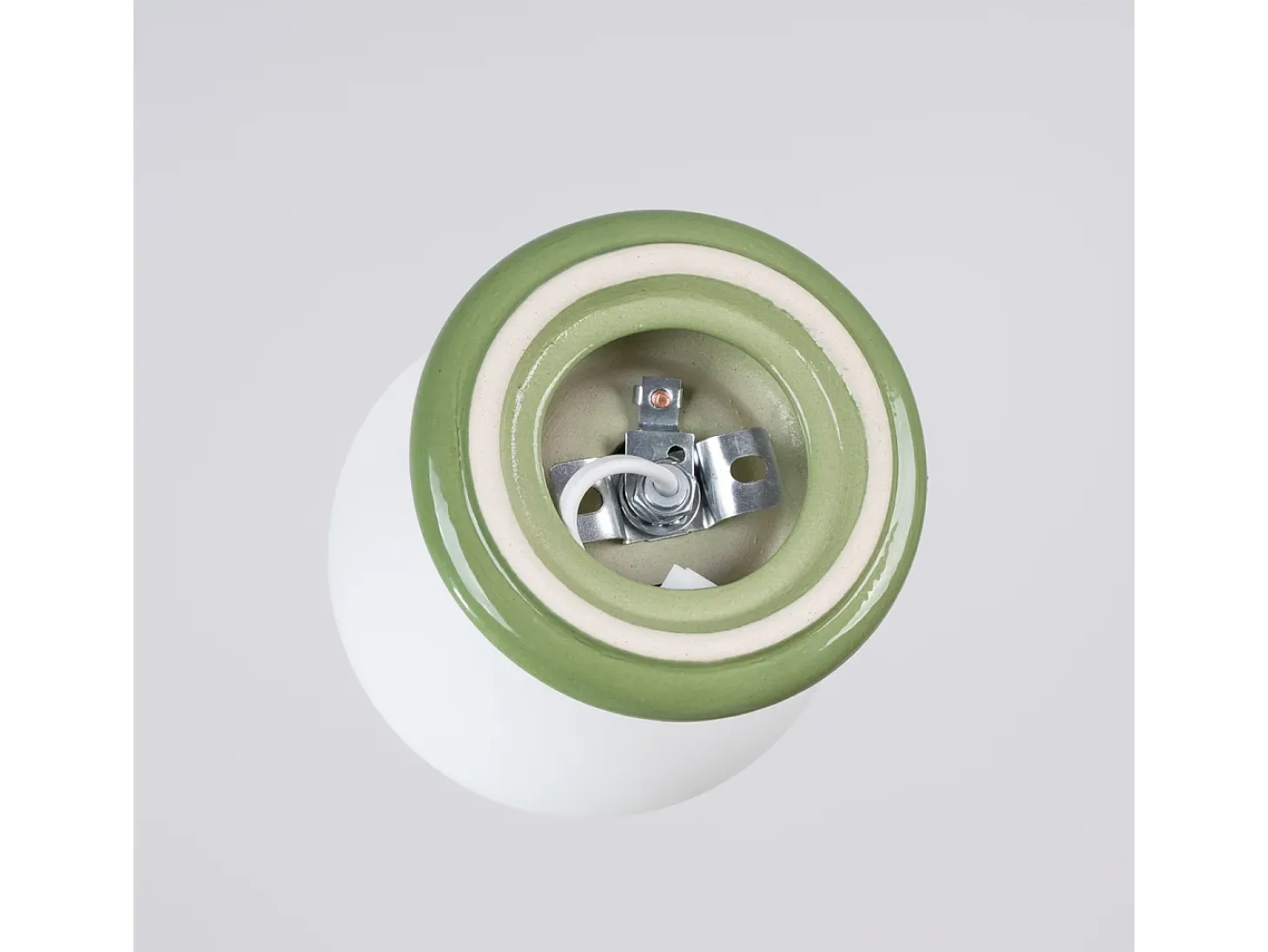 Candeeiro de teto Zori minimalista, cerâmica vidrada/vidro - 1 lichtbronnen - L.12 x H.12 cm - verde-oliva