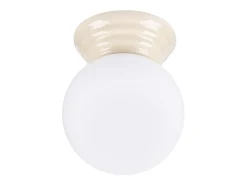 Candeeiro de teto Zori minimalista, cerâmica vidrada/vidro - 1 lichtbronnen - L.12 x H.12 cm - bege