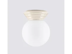 Candeeiro de teto Zori minimalista, cerâmica vidrada/vidro - 1 lichtbronnen - L.12 x H.12 cm - bege