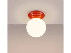 Candeeiro de teto Zori minimalista, cerâmica vidrada/vidro - 1 lichtbronnen - L.12 x H.12 cm - pêssego