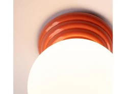 Candeeiro de teto Zori minimalista, cerâmica vidrada/vidro - 1 lichtbronnen - L.12 x H.12 cm - pêssego