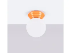 Candeeiro de teto Zori minimalista, cerâmica vidrada/vidro - 1 lichtbronnen - L.12 x H.12 cm - laranja