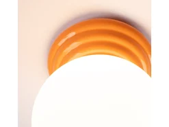 Candeeiro de teto Zori minimalista, cerâmica vidrada/vidro - 1 lichtbronnen - L.12 x H.12 cm - laranja