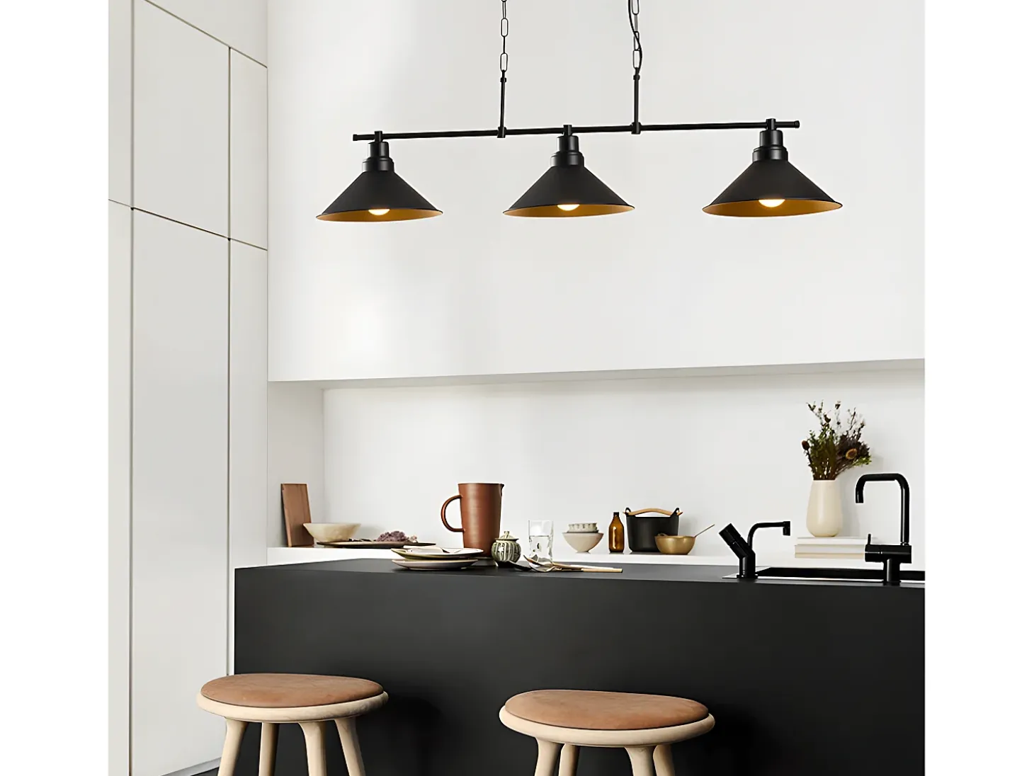 Candeeiro em metal - Candeeiro C. 108 x A. 55 cm - Preto - SIVANI