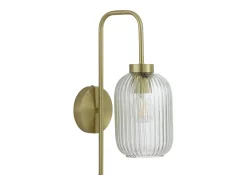 Candeeiro em metal e vidro canelado - L. 25 x A. 41 cm - Dourada - LOUXOR