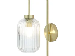 Candeeiro em metal e vidro canelado - L. 25 x A. 41 cm - Dourada - LOUXOR