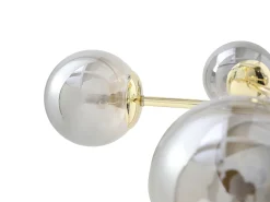 Candeeiro em metal e vidro fumado brilhante, 5 globos, D58,5xA81 cm dourado - SOFIA