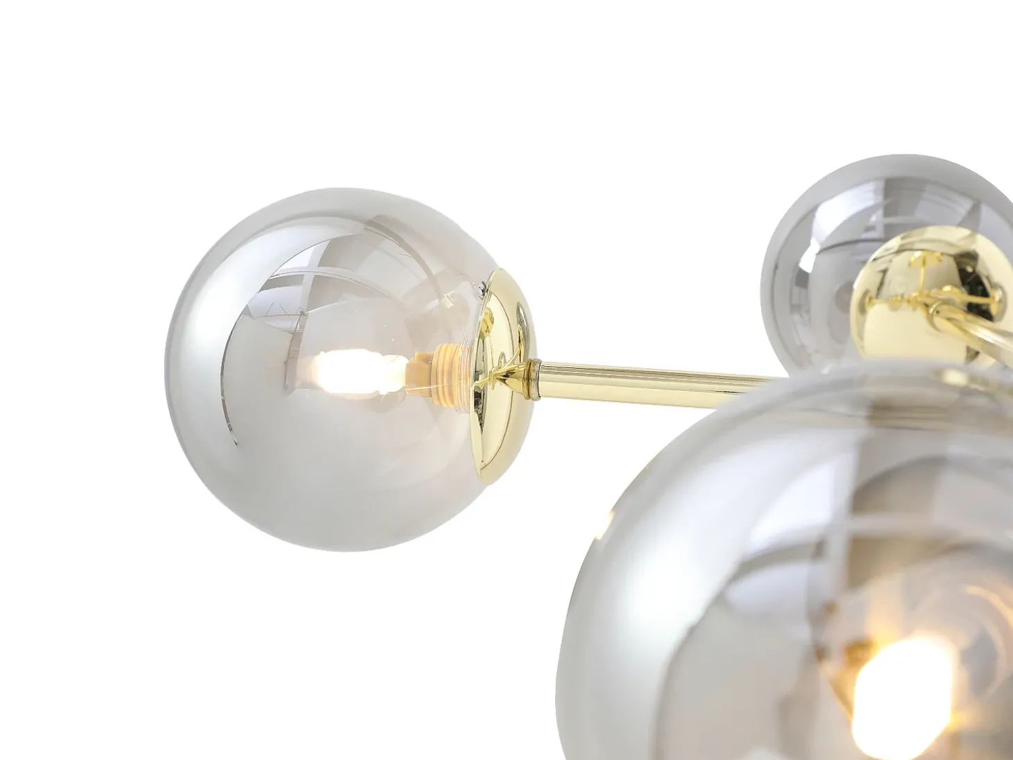 Candeeiro em metal e vidro fumado brilhante, 5 globos, D58,5xA81 cm dourado - SOFIA