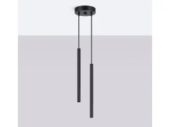 Candeeiro suspenso Arche moderno, aço - 2 lichtbronnen - L.15 x H.118 cm - preto
