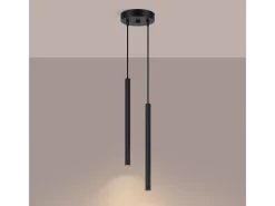 Candeeiro suspenso Arche moderno, aço - 2 lichtbronnen - L.15 x H.118 cm - preto