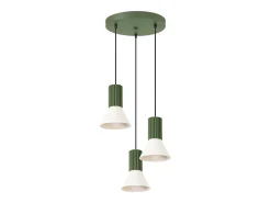 Candeeiro suspenso Estria loft, aço/alumínio - 3 lichtbronnen - L.30 x H.120 cm - bege/verde oliva