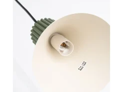Candeeiro suspenso Estria loft, aço/alumínio - 1 lichtbronnen - L.14 x H.120 cm - bege/verde oliva