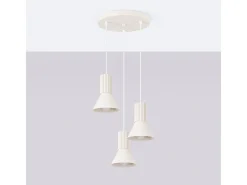 Candeeiro suspenso Estria loft, aço/alumínio - 3 lichtbronnen - L.30 x H.120 cm - bege