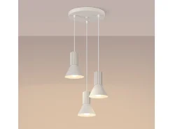 Candeeiro suspenso Estria loft, aço/alumínio - 3 lichtbronnen - L.30 x H.120 cm - bege
