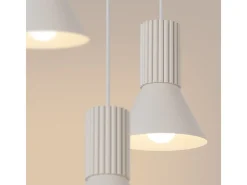 Candeeiro suspenso Estria loft, aço/alumínio - 3 lichtbronnen - L.30 x H.120 cm - bege
