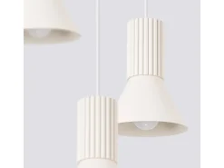 Candeeiro suspenso Estria loft, aço/alumínio - 3 lichtbronnen - L.30 x H.120 cm - bege