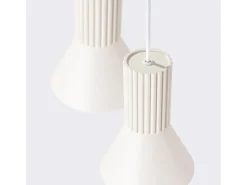 Candeeiro suspenso Estria loft, aço/alumínio - 3 lichtbronnen - L.30 x H.120 cm - bege
