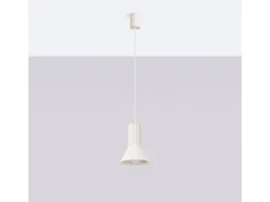 Candeeiro suspenso Estria loft, aço/alumínio - 1 lichtbronnen - L.14 x H.120 cm - bege
