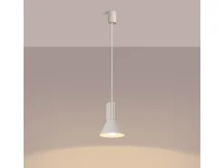 Candeeiro suspenso Estria loft, aço/alumínio - 1 lichtbronnen - L.14 x H.120 cm - bege