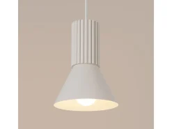Candeeiro suspenso Estria loft, aço/alumínio - 1 lichtbronnen - L.14 x H.120 cm - bege