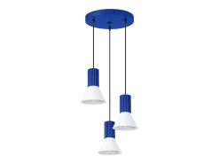 Candeeiro suspenso Estria loft, aço/alumínio - 3 lichtbronnen - L.30 x H.120 cm - branco/ultramarino