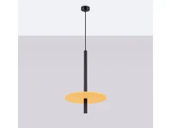 Candeeiro suspenso Feltro moderno, feltro/aço - 1 lichtbronnen - L.30 x H.126 cm - amarelo/preto