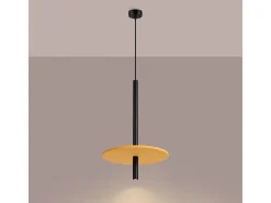 Candeeiro suspenso Feltro moderno, feltro/aço - 1 lichtbronnen - L.30 x H.126 cm - amarelo/preto